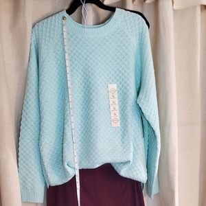 St. John's Bay, New, Long Sleeve, Crew Neck Women's XL  Ice Blue